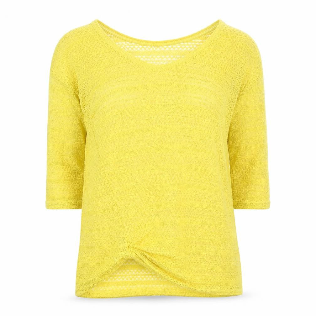 Next Women’s Yellow Knit V-Neck 3/4 Sleeve Pullover Jumper Size 12