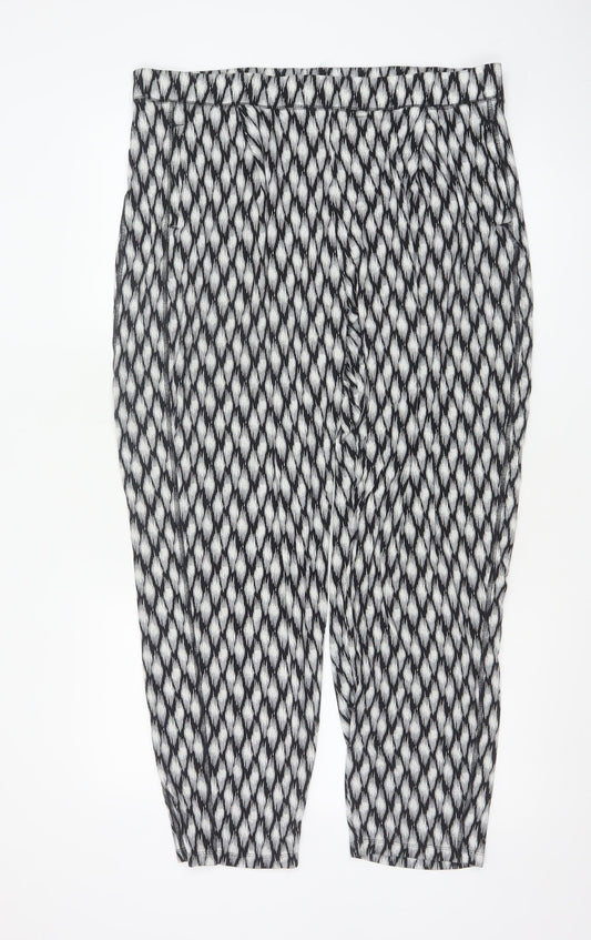 Marks and Spencer Womens Black Geometric Tapered Jersey Trousers Size 18