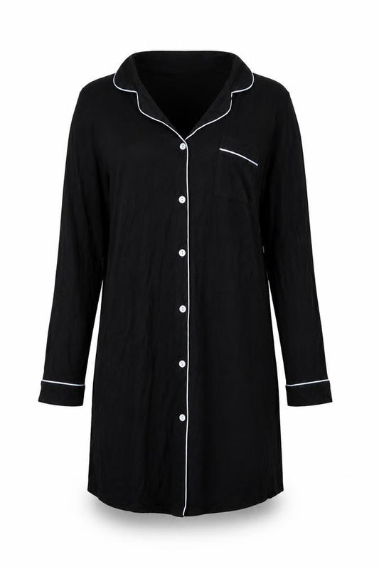 Cyberjammies Womens Black Long Sleeve Modal Nightshirt UK 10