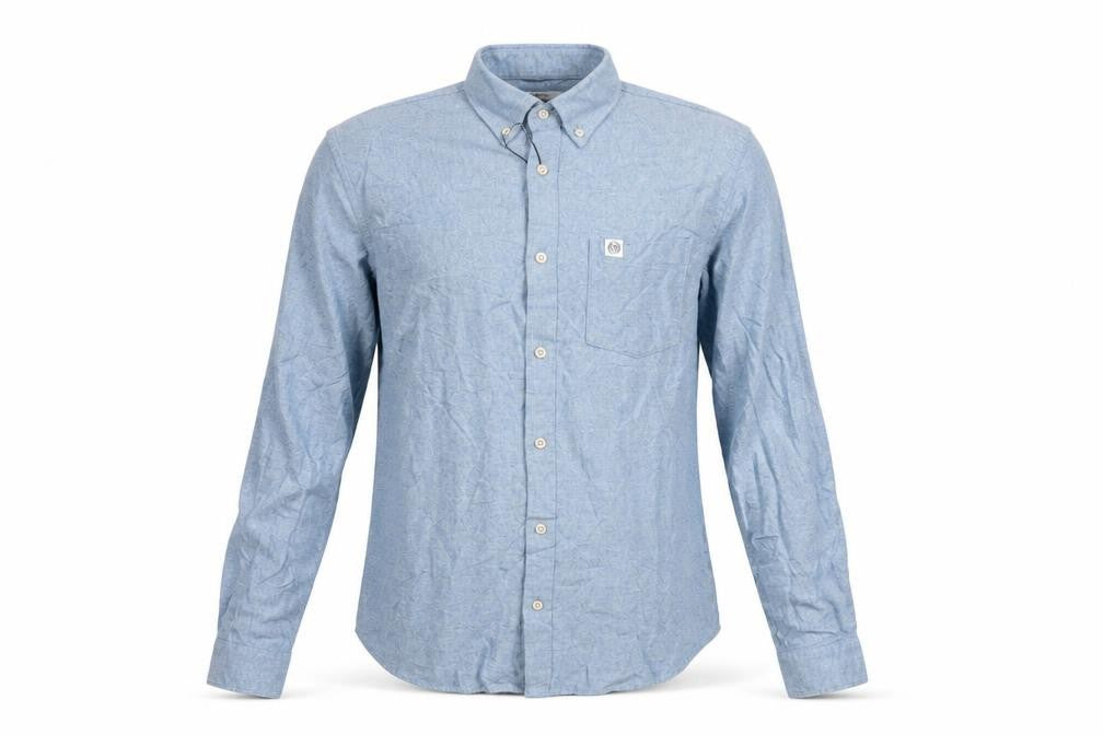 Marks & Spencer Men's Blue Cotton Button-Down Shirt S Regular Fit