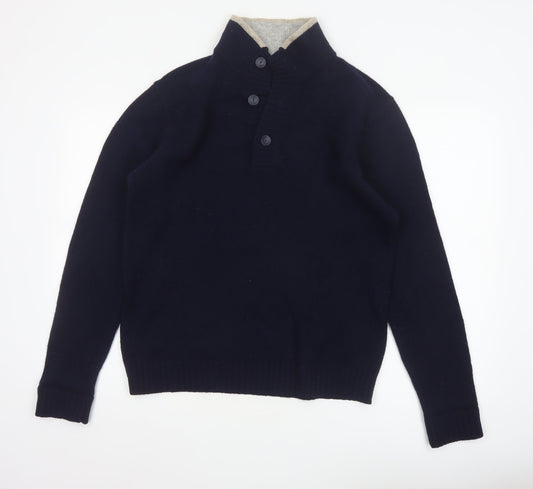 Monsoon Men's Blue Lambswool Henley Jumper Size M