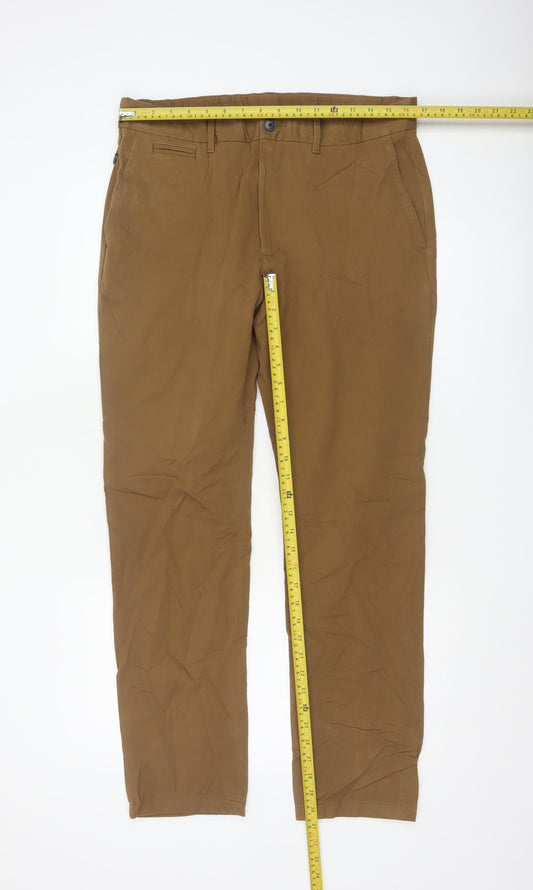Marks and Spencer Men's Brown Slim Fit Chino Trousers 34W 31L