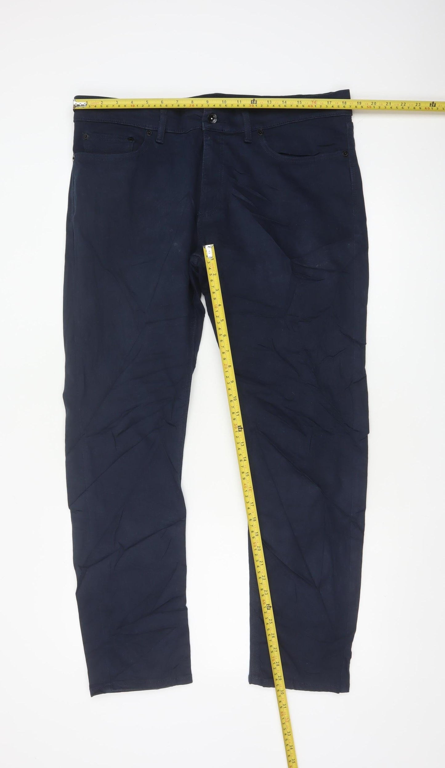 Marks and Spencer Men's Blue Slim Fit Chino Trousers 36/31