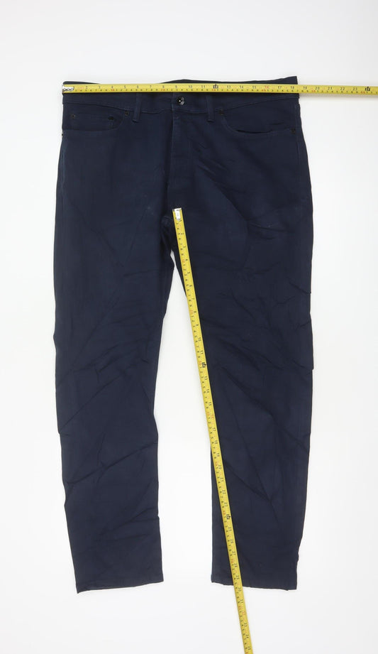 Marks and Spencer Men's Blue Slim Fit Chino Trousers 36/31