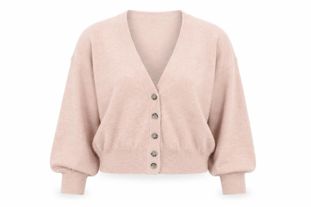 American Vintage Women Pink Wool Blend V-Neck Button Cardigan XS