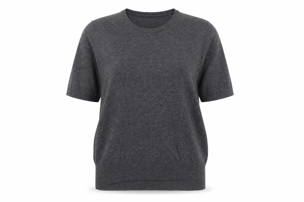 SET Women's Grey Short Sleeve Crew Neck Knit Jumper L
