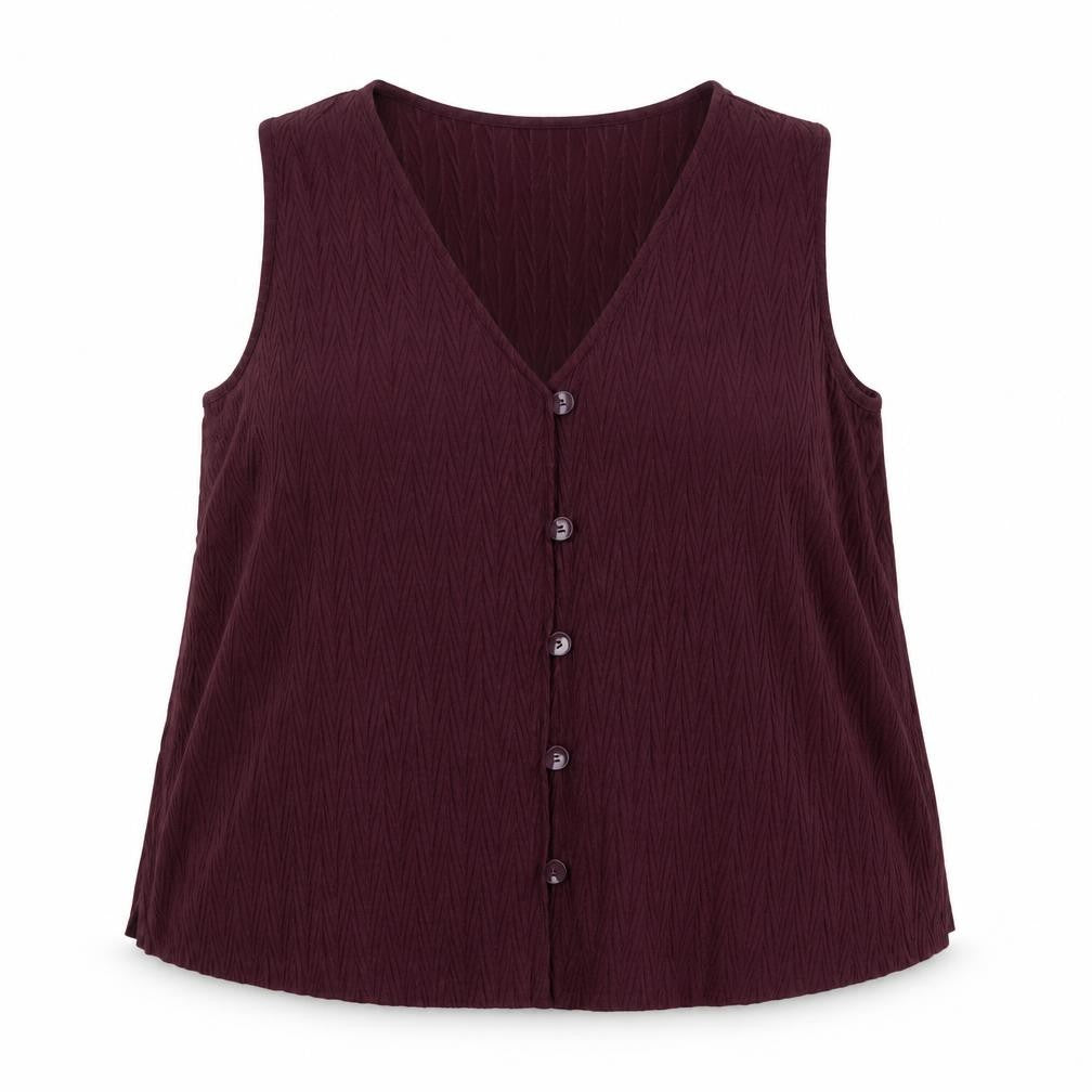Yours Women's Purple Sleeveless V-Neck Button Blouse UK 22