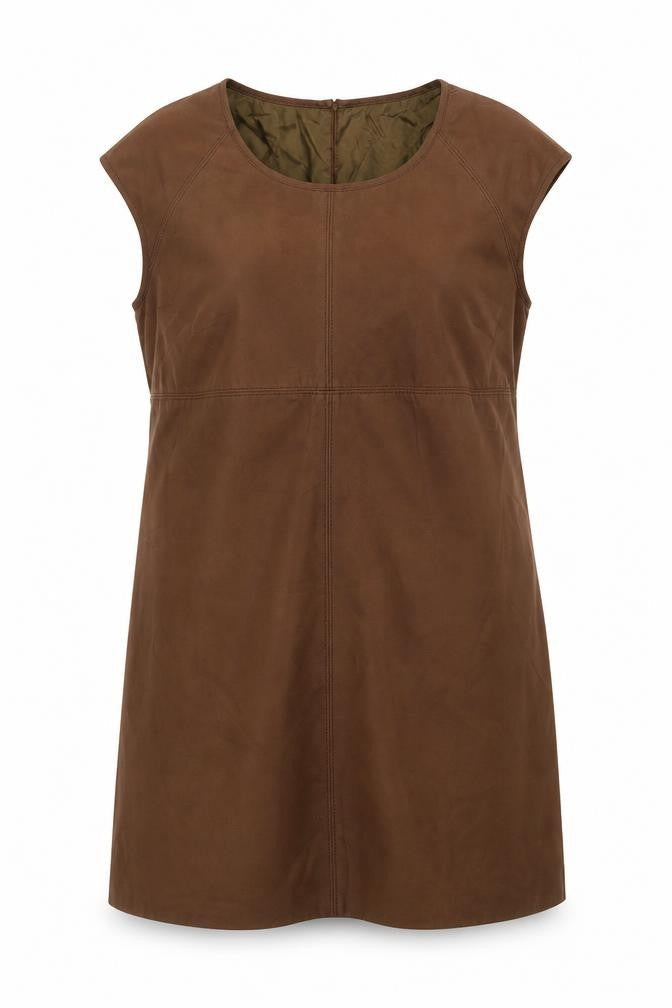Zara Women Brown XL Shift Knee Length Sleeveless Dress
