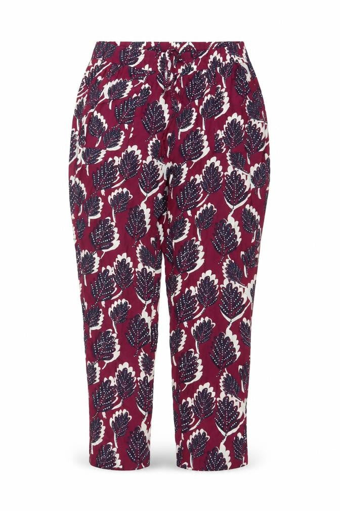 White Stuff Womens Red Floral Cropped Viscose Trousers Size 12