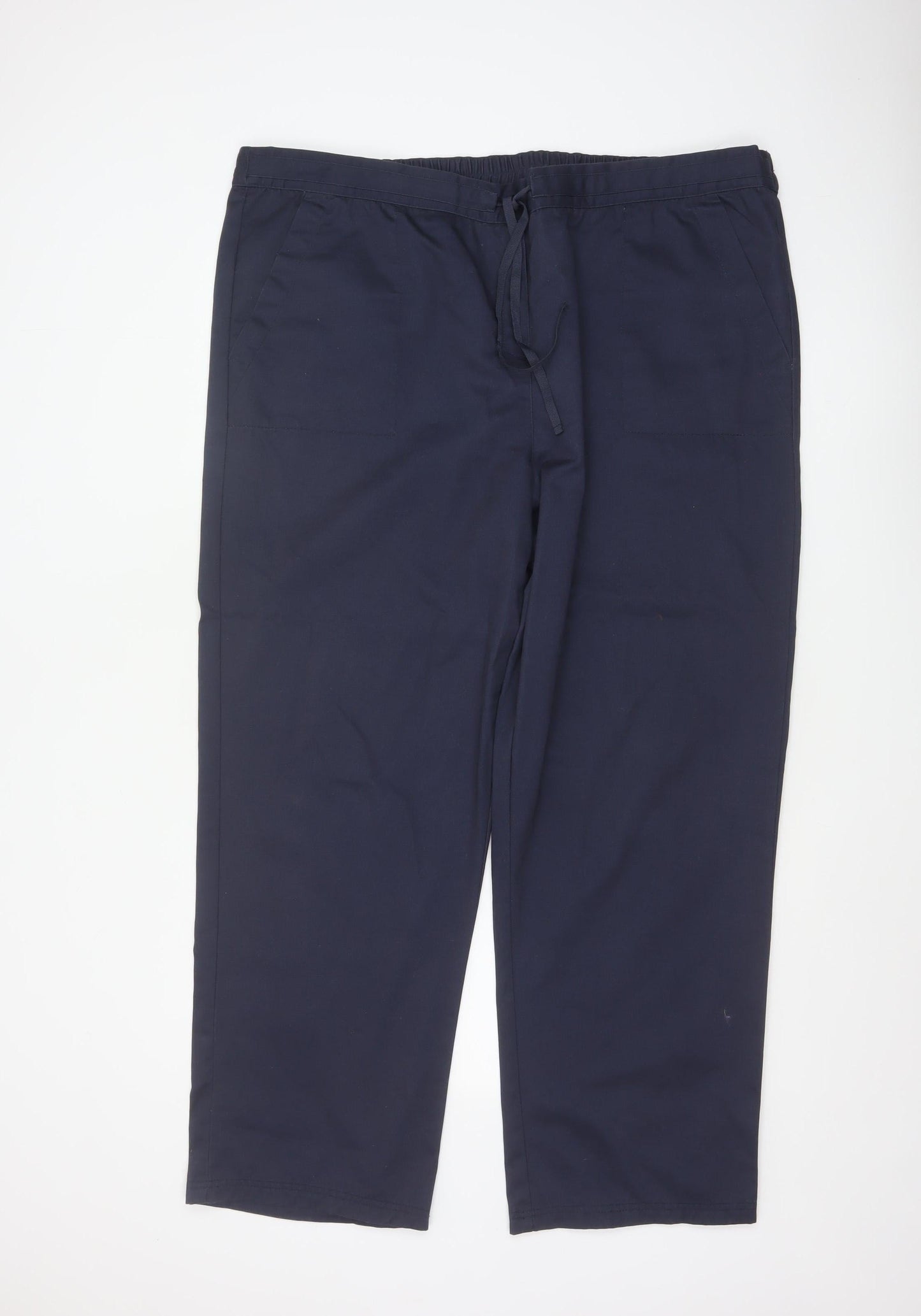 Cotton Traders Women's Blue Chino Trousers Size 22 Drawstring Waist