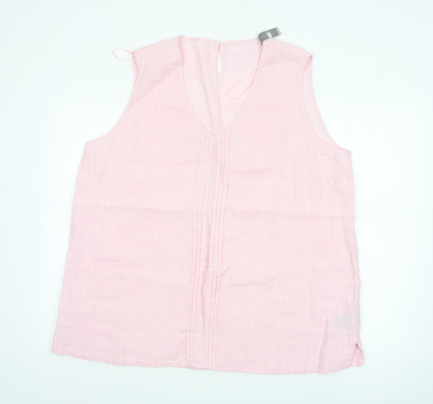 Paul Costelloe Living Studio Women's Pink Linen Sleeveless Tunic Blouse XL