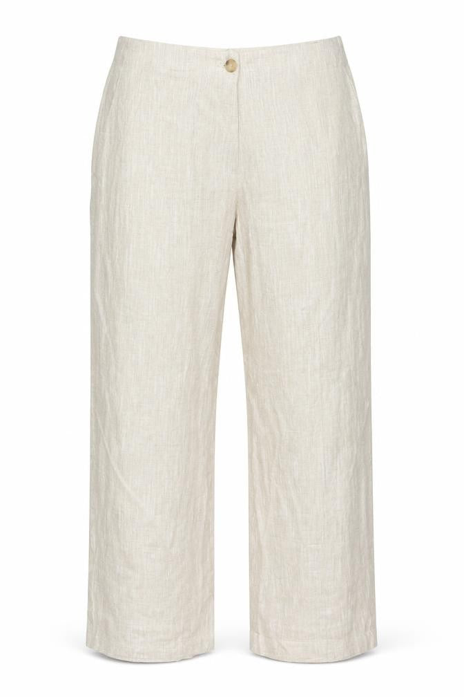 Marks & Spencer Womens Beige Linen Blend Trousers Size 18 Tall