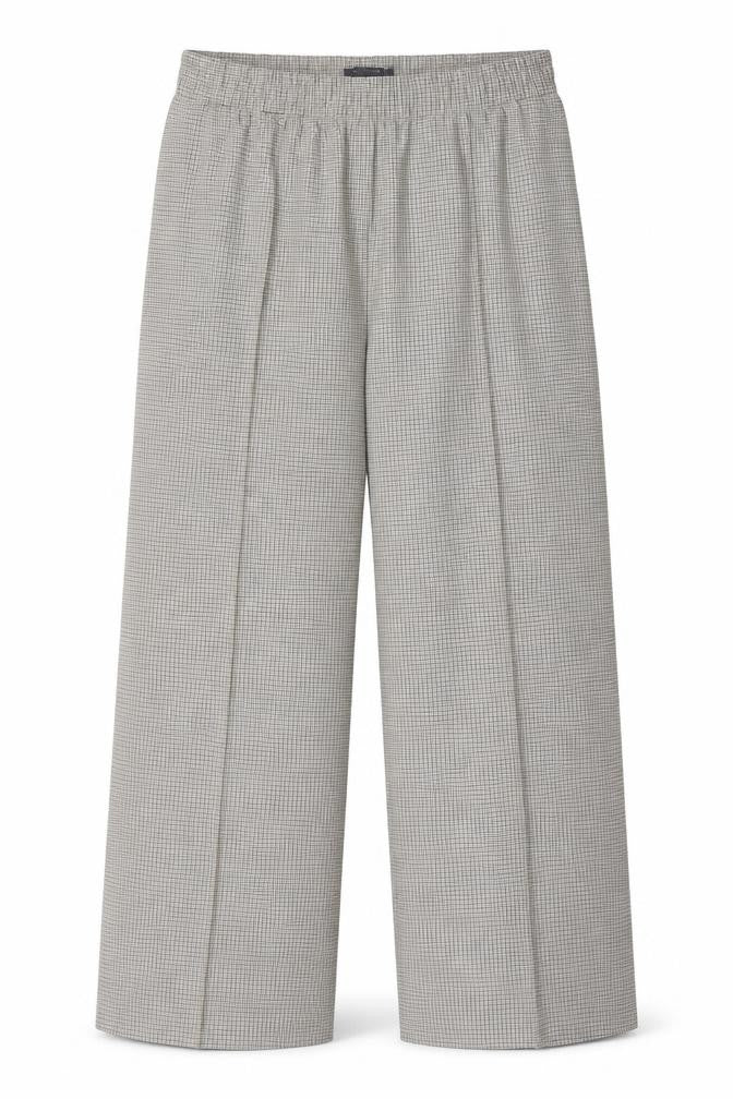 Marks and Spencer Women's Grey Check Trousers Size 20L Elastic Waist