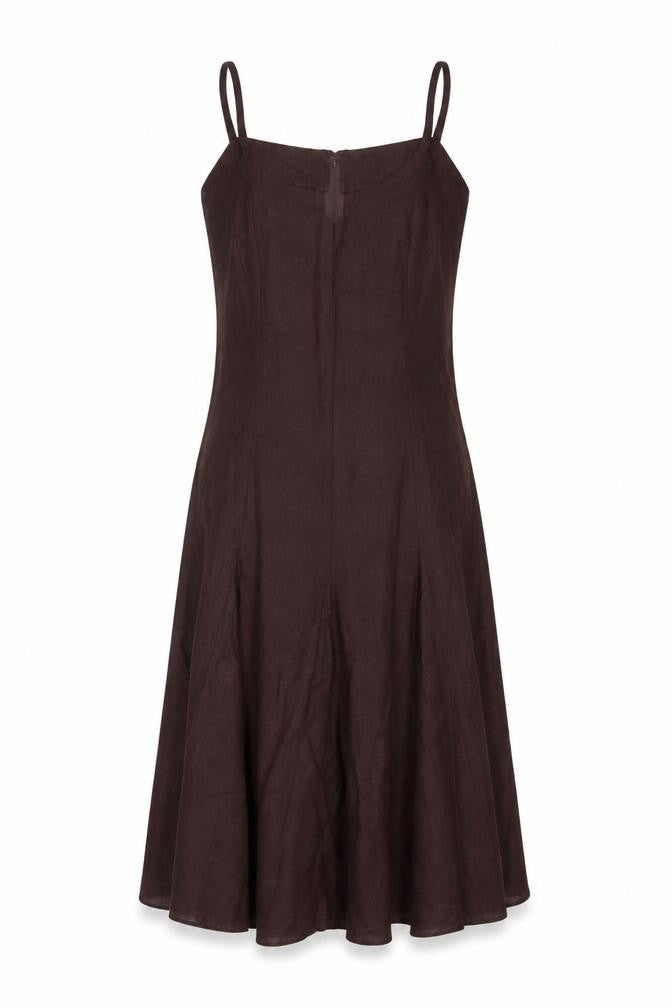 Wardrobe Women Brown Linen Viscose Slip Dress Size 16