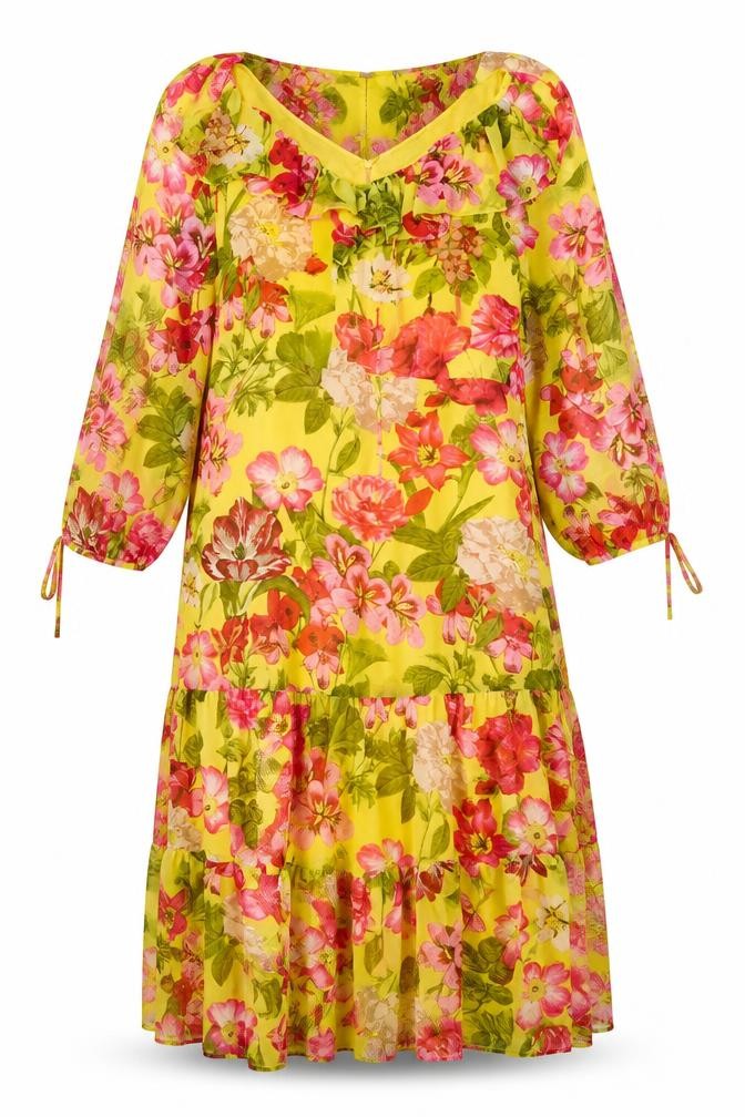 Marks and Spencer Womens Yellow Floral Chiffon Midi Dress Size 18