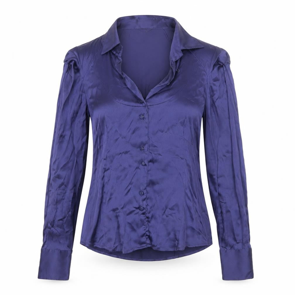 Armani Exchange Women's Purple Silk Satin Long Sleeve Blouse Size S