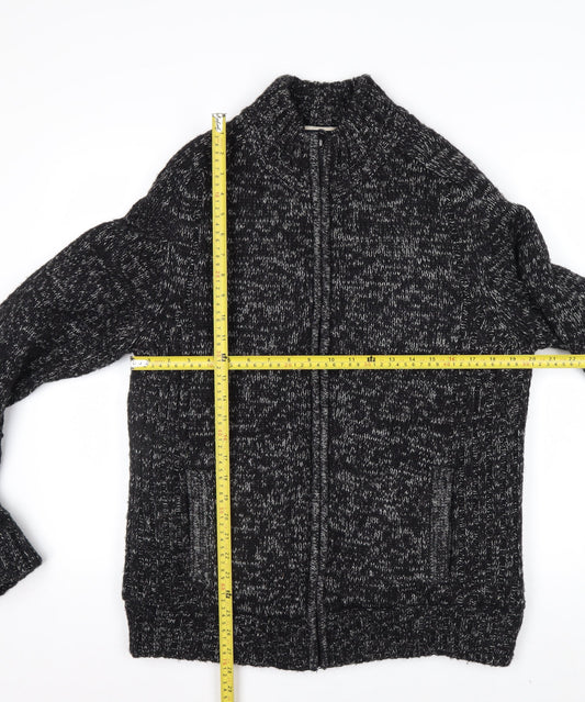 Kensington Eastside Mens Grey L Chunky Full Zip Knit Jumper