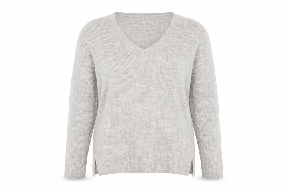 FatFace Women Beige V-Neck Long Sleeve Wool Blend Jumper UK 14