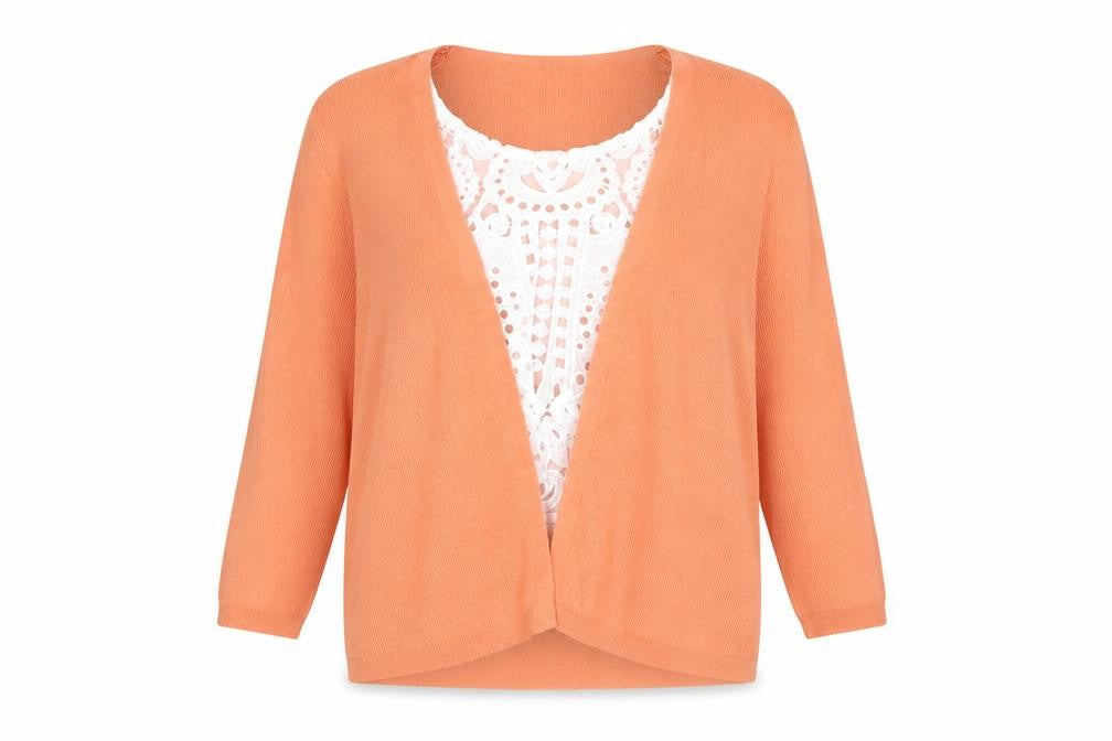 Marks & Spencer Women Orange Lace Front Cardigan Size 16