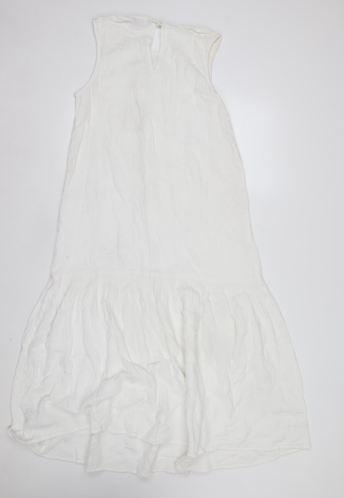 Marks and Spencer Women's Ivory Cotton Sleeveless A-Line Midi Dress Size 12