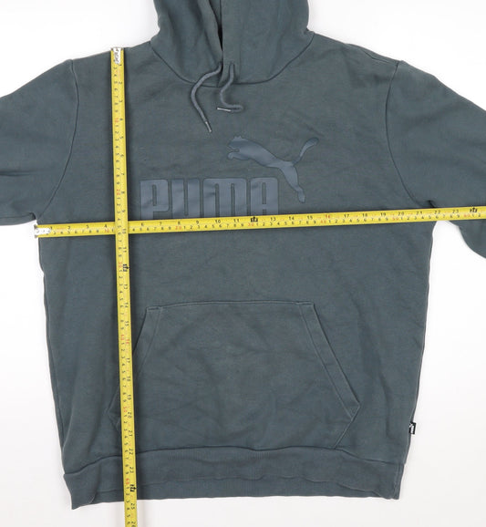 Puma Men's Green Pullover Hoodie M Hooded Logo Sweatshirt