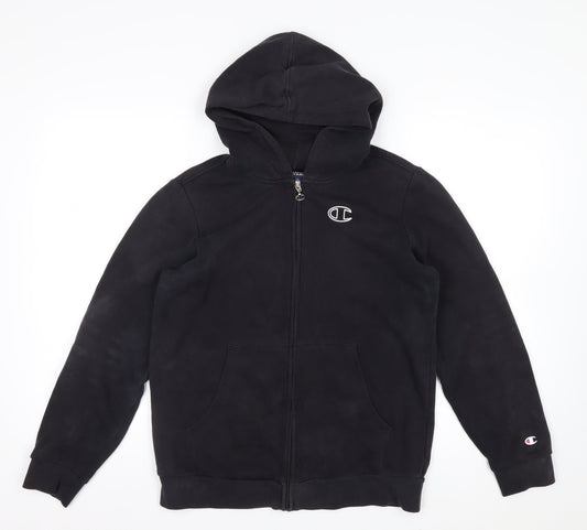 Champion Boys Black XL 13-14 Years Full Zip Hoodie Cotton Blend