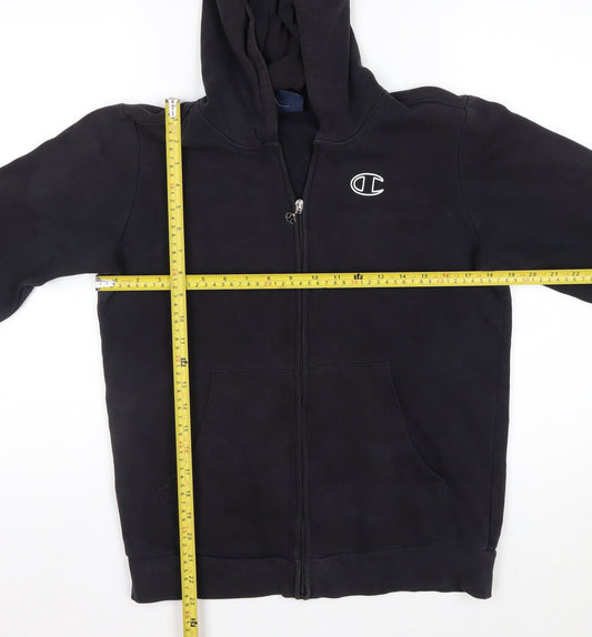 Champion Boys Black XL 13-14 Years Full Zip Hoodie Cotton Blend