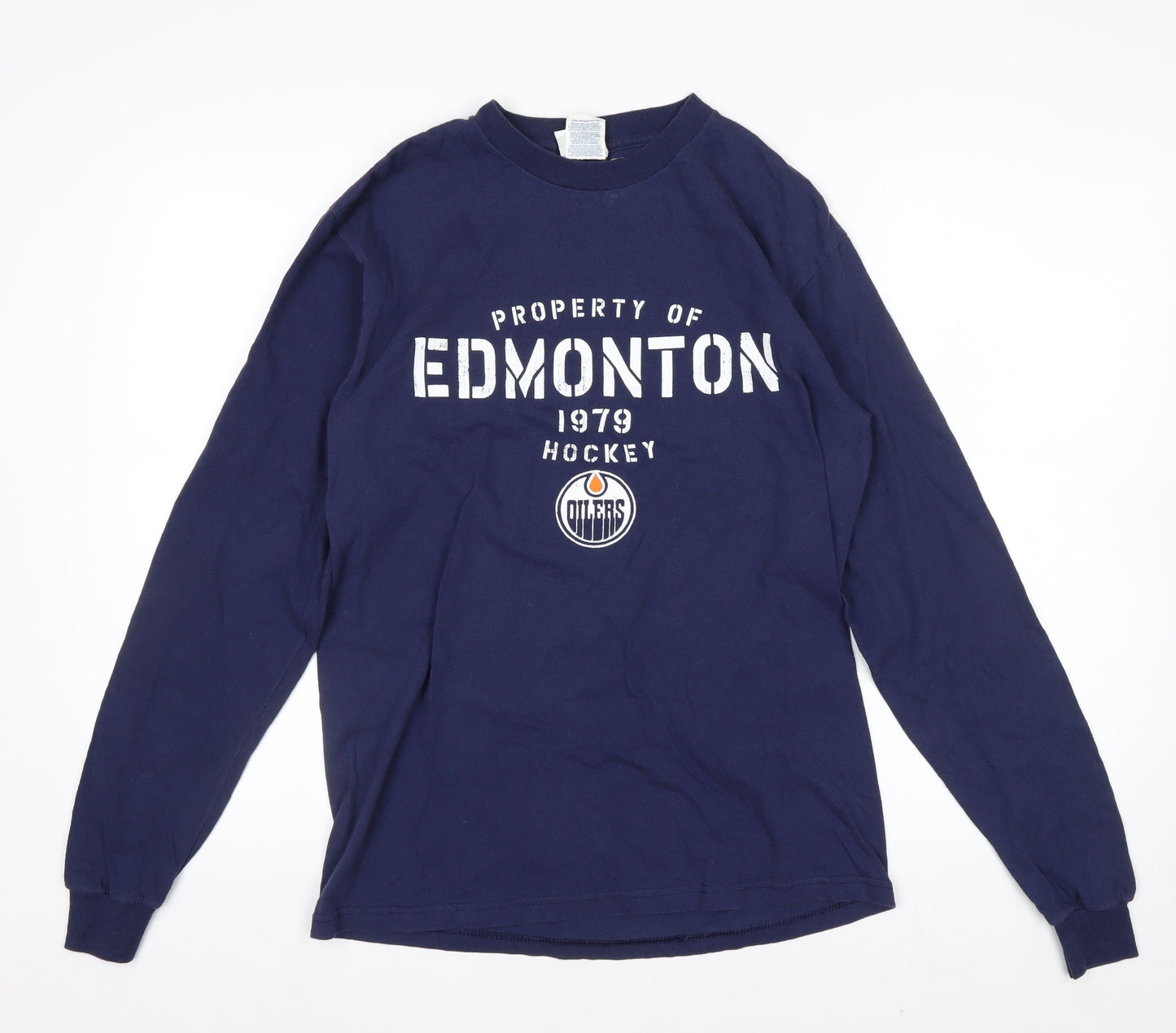 NHL Edmonton Oilers Men's Blue Long Sleeve Cotton T-Shirt M
