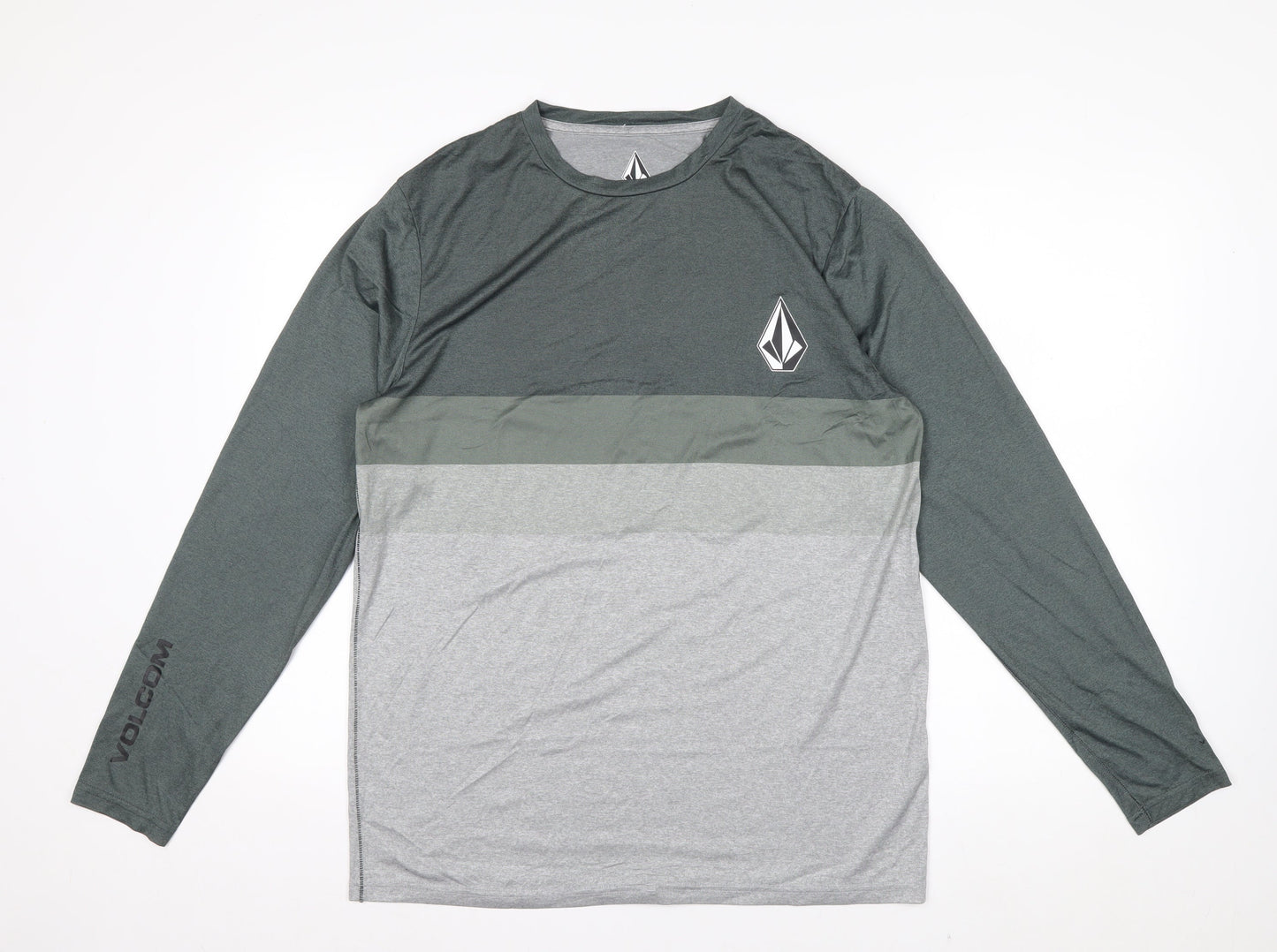 Volcom Men’s Grey Colourblock Long Sleeve UV T-Shirt Size L