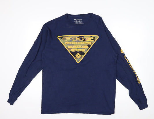 Columbia Men's Blue PHG Long Sleeve Cotton Hunting T-Shirt Size L