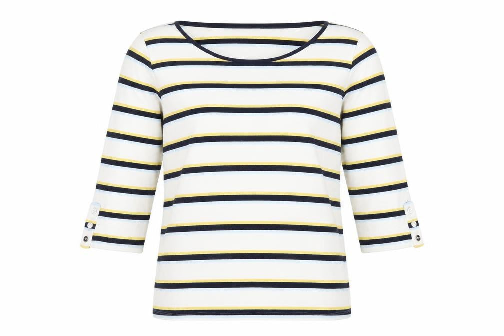 Marks & Spencer Womens Multicoloured Striped 3/4 Sleeve Jersey Top Size 14