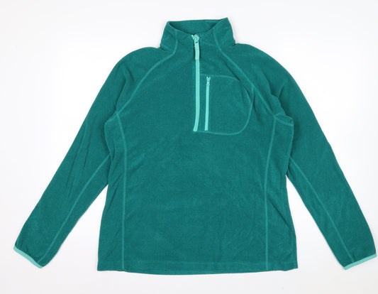 Mountain Warehouse Women Green Fleece 1/2 Zip Pullover UK 14