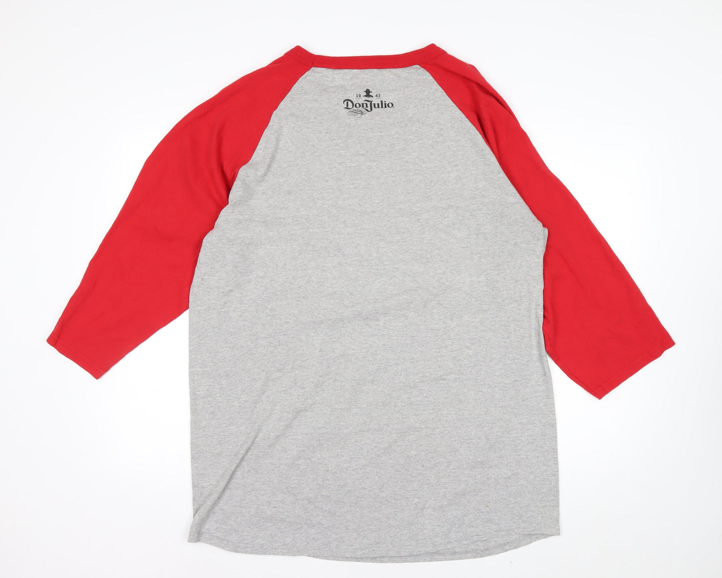 Champion Men’s Grey Red 3/4 Sleeve Graphic Baseball Shirt XL