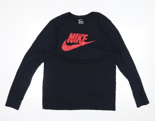 Nike Men's Black Long Sleeve Athletic Fit Graphic Tee L