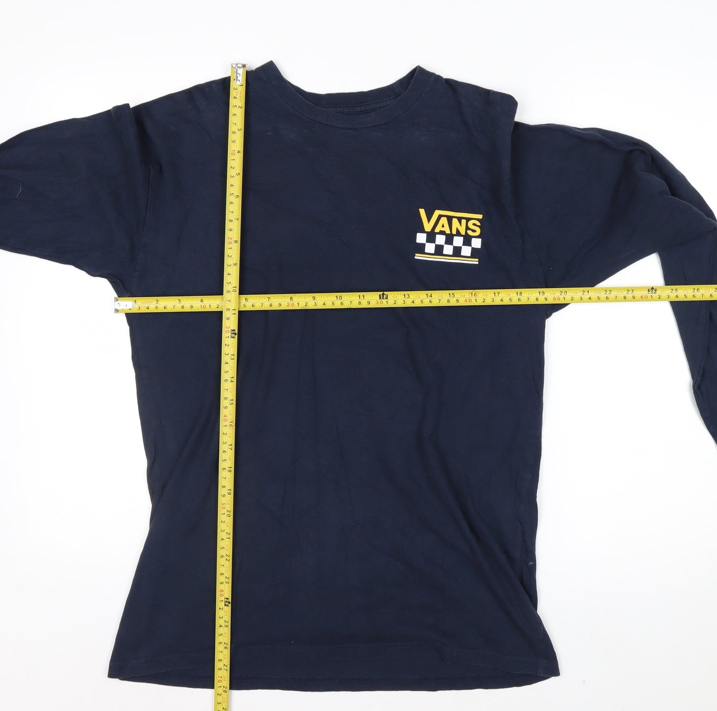 Vans Men's Blue Long Sleeve Graphic Cotton T-Shirt Medium