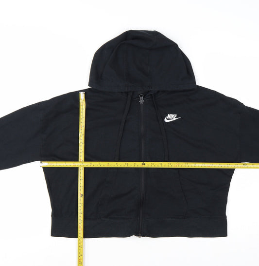 Nike Women Black Full Zip Hoodie M - Polyester Cotton Blend