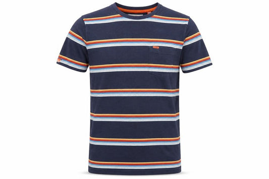 Superdry Men's Blue Striped 100% Cotton Crew Neck T-Shirt Size M