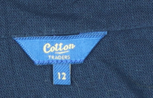 Cotton Traders Women’s Blue Linen Blend 3/4 Sleeve Blouse Size 12