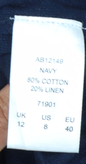 Cotton Traders Women’s Blue Linen Blend 3/4 Sleeve Blouse Size 12