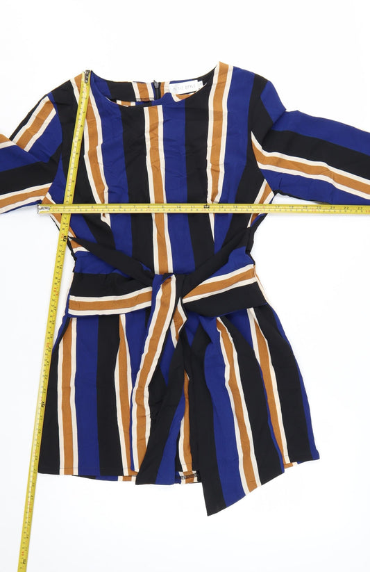 In The Style Women's Multicoloured Striped Long Sleeve Playsuit Size S