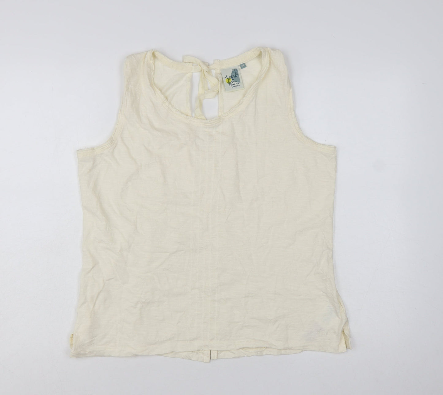 Weird Fish Women's Ivory 100% Cotton Sleeveless Tank Top Size 16