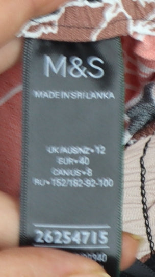 Marks and Spencer Womens Multicoloured Floral Cropped Wide-Leg Trousers Size 12