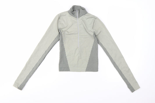 Urban Outfitters Women Grey High Neck Long Sleeve 1/4 Zip Active Top Size S