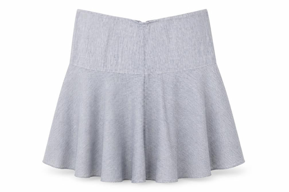 Marks & Spencer Womens Grey Striped Linen A-Line Skirt UK 16