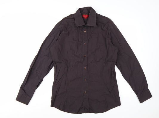 Hugo Boss Men's Brown Slim Fit Long Sleeve Button-Up Shirt M