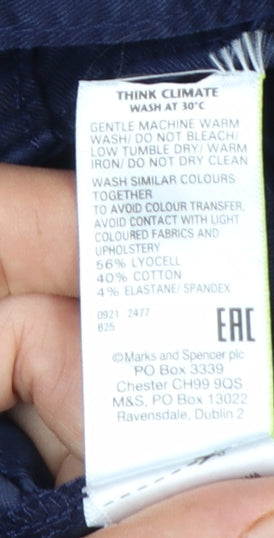Marks and Spencer Women’s Blue Cargo Trousers Size 16 Belted Lightweight