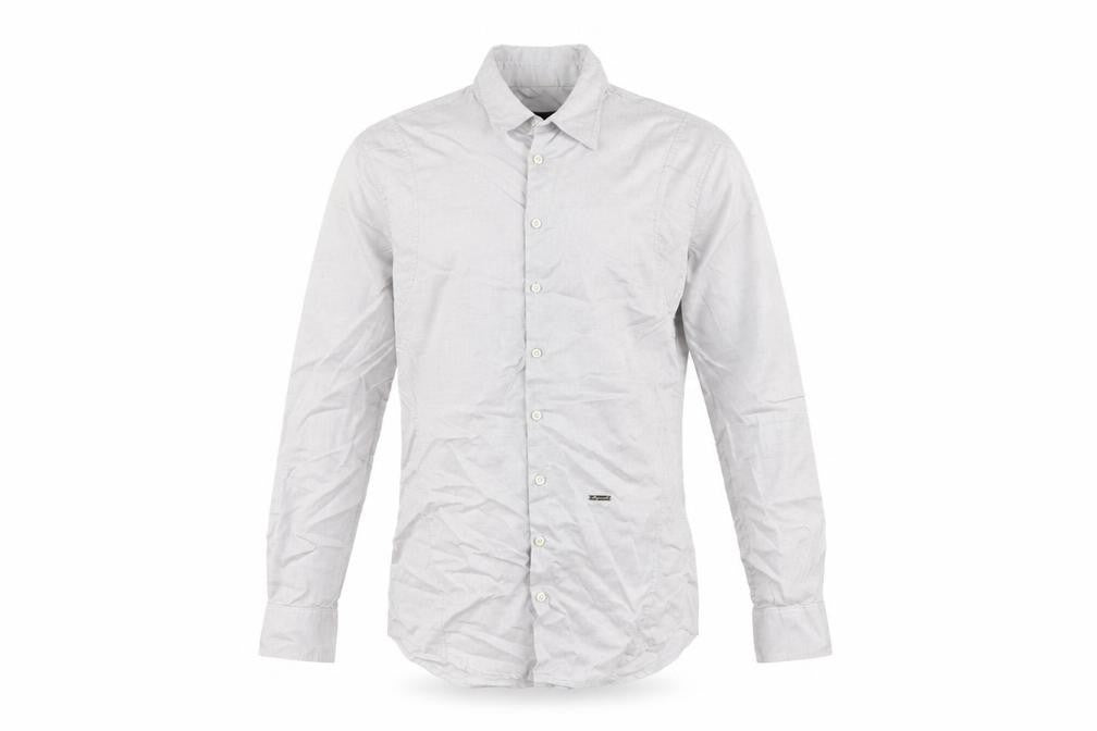DSQUARED2 Men's Grey Slim Fit Cotton Button-Up Shirt Size 50