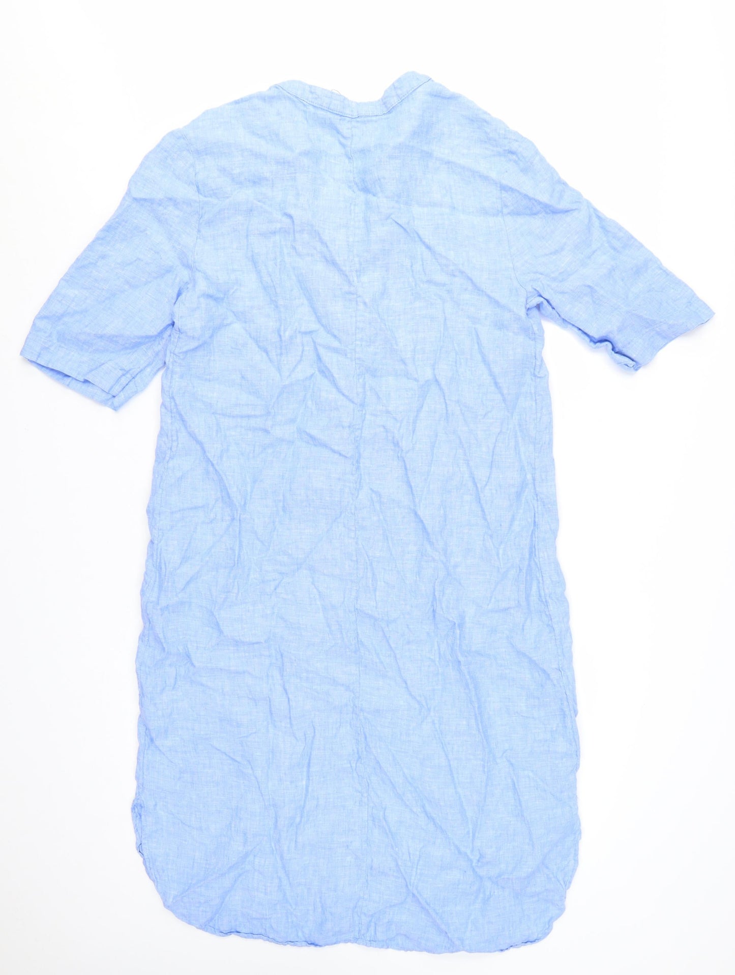 Marks and Spencer Women Blue Linen Shift Dress Size 12