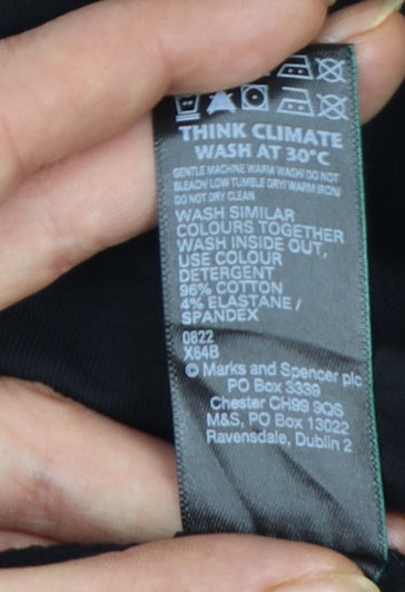 Marks and Spencer Women Black Size 14 Capri Leggings Stretch Cotton