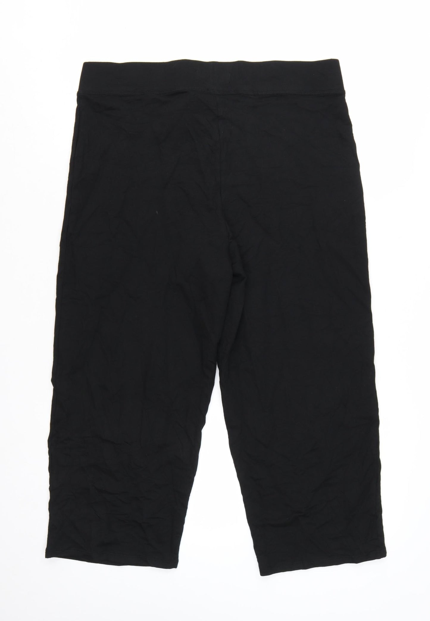 Marks and Spencer Women Black Capri Trousers Size 16 Stretch Cotton